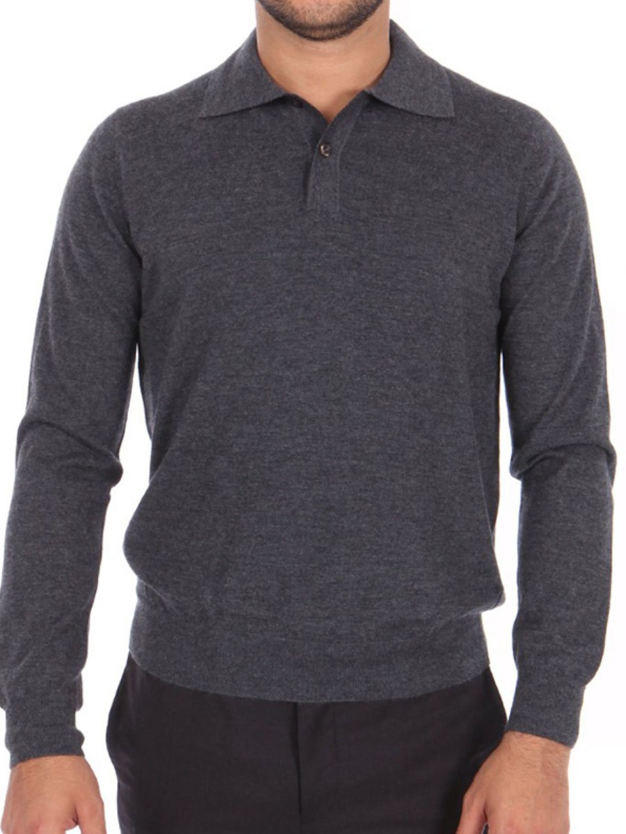 Bruce Field Polo Homme En Pur Cachemire Fin Jauge 16 Online