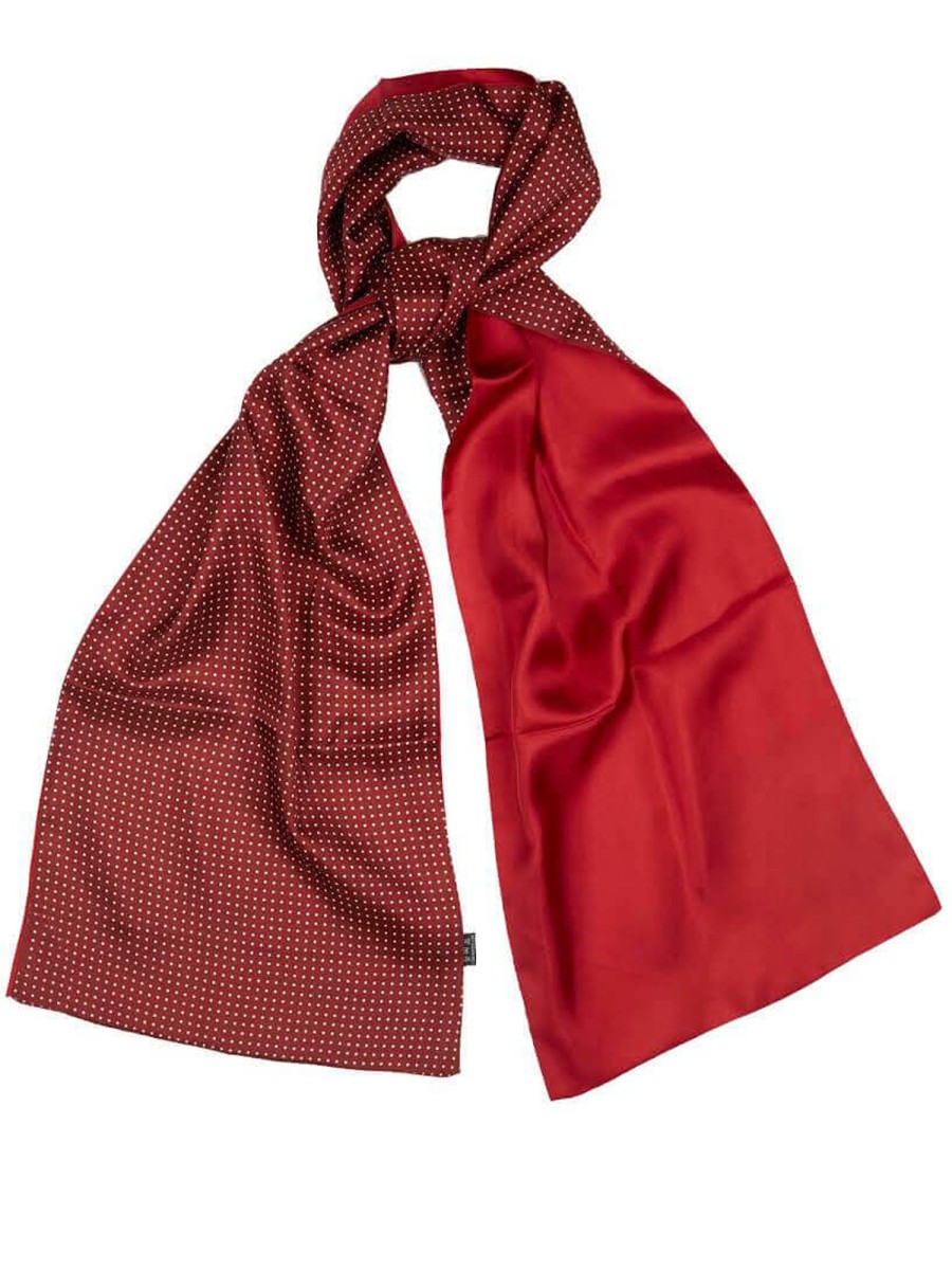 Bruce Field Foulard Pure Soie A Pois Reversible Hot