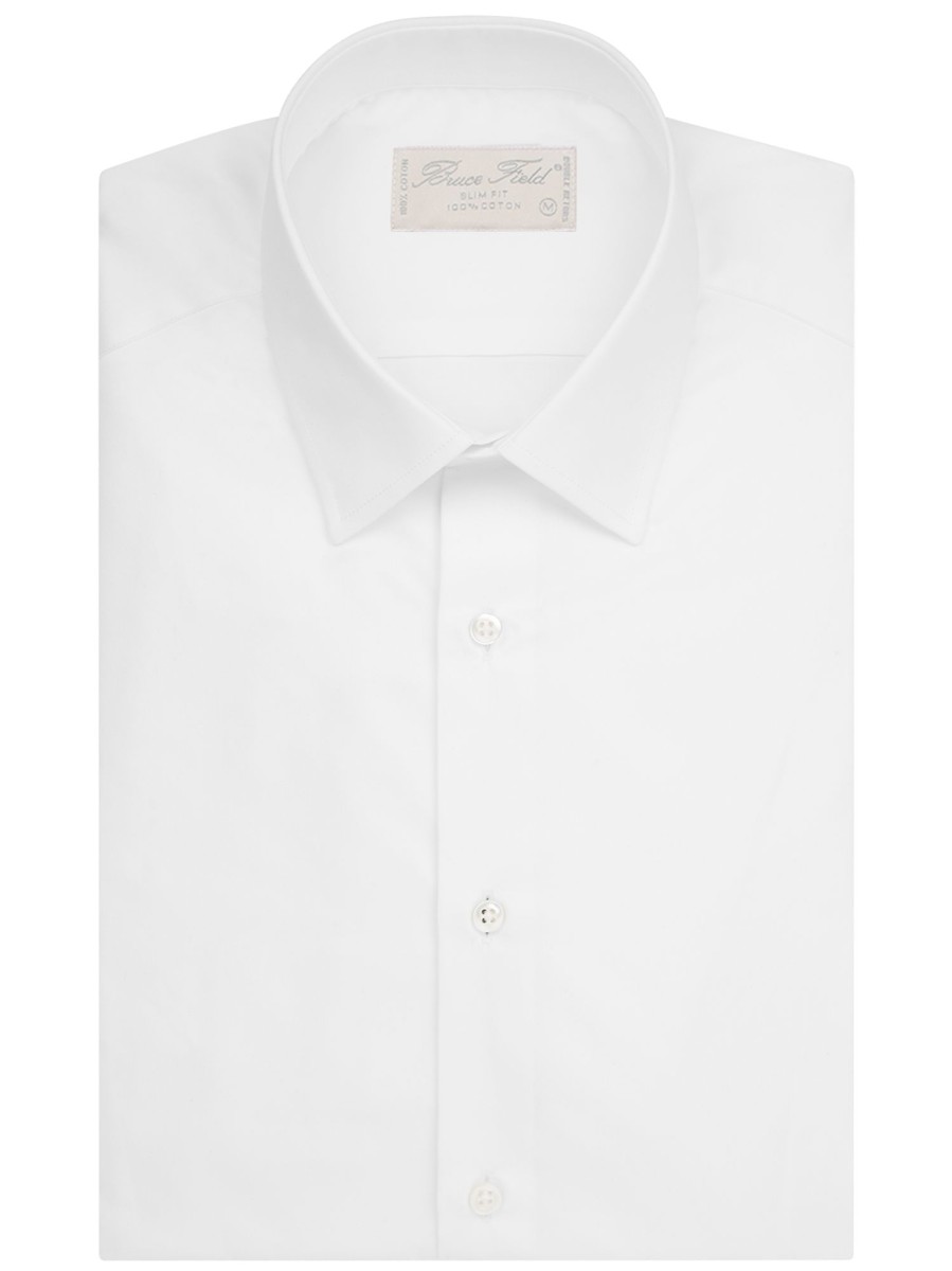 Bruce Field Chemise Benton Cintree Unie En Pur Coton A Poignet Mousquetaire Palma Clearance