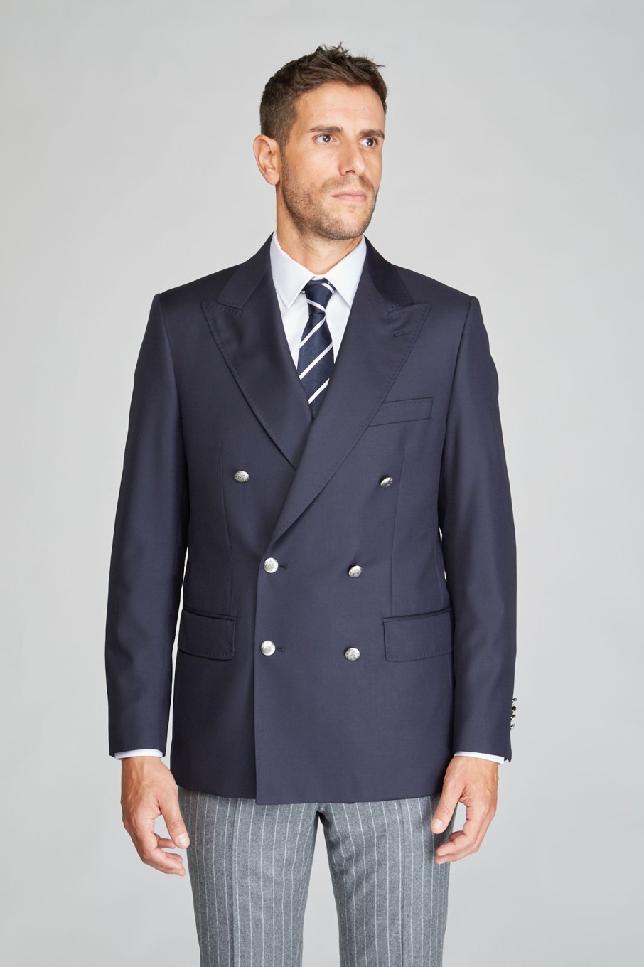 Bruce Field Blazer Mathieu Croise A Boutons Argentes En Pure Laine Vitale Barberis Online