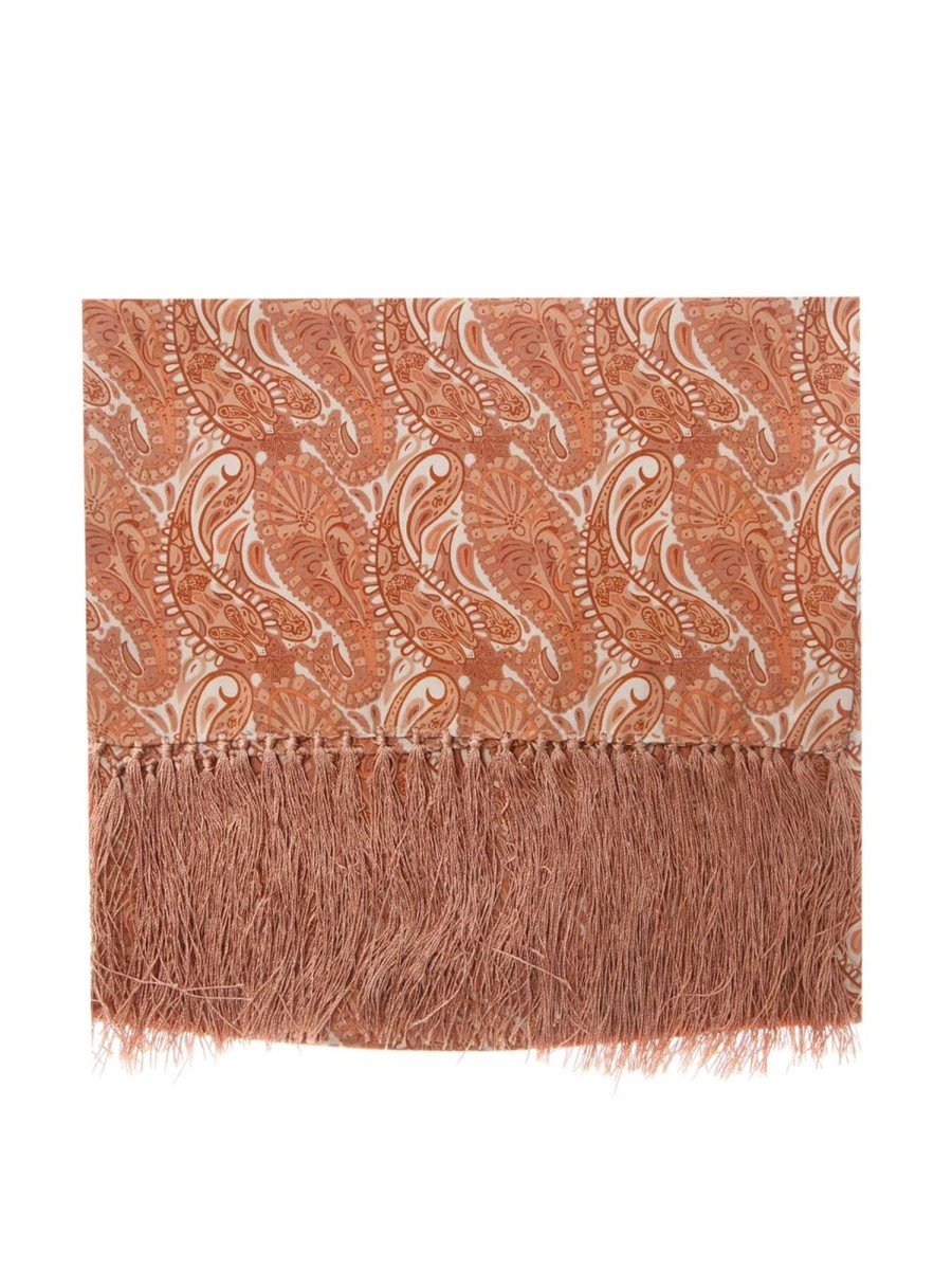 Bruce Field Foulard En Pure Soie Motif Cachemire Camel Best