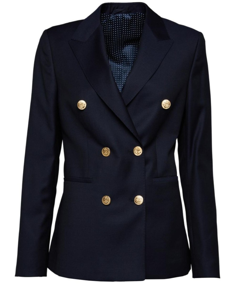 Bruce Field Blazer Caroline Croise Pure Laine A Boutons Dores Hot