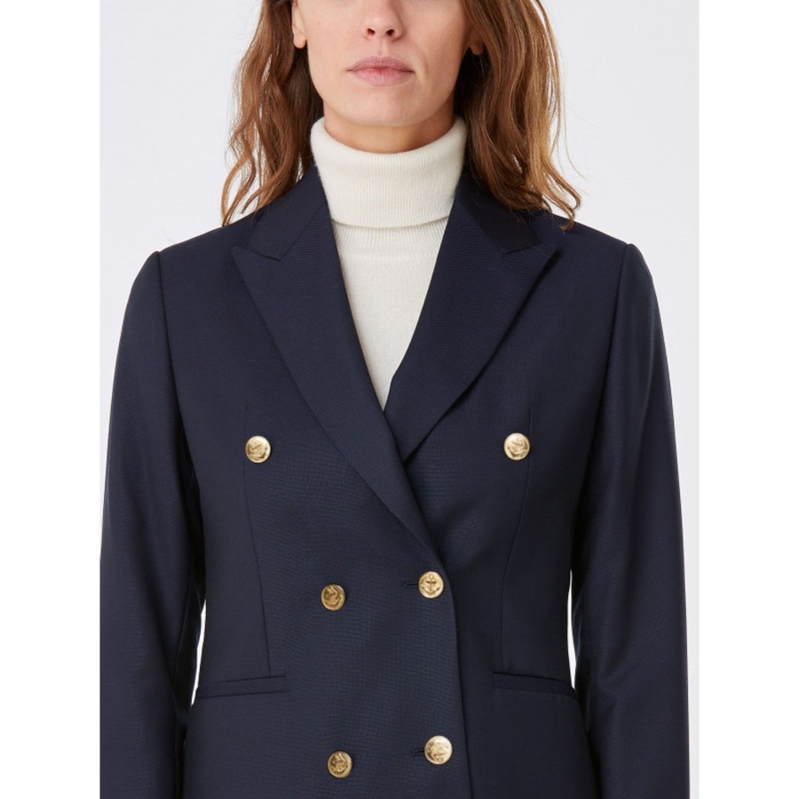 Bruce Field Blazer Caroline Croise Pure Laine A Boutons Dores Hot