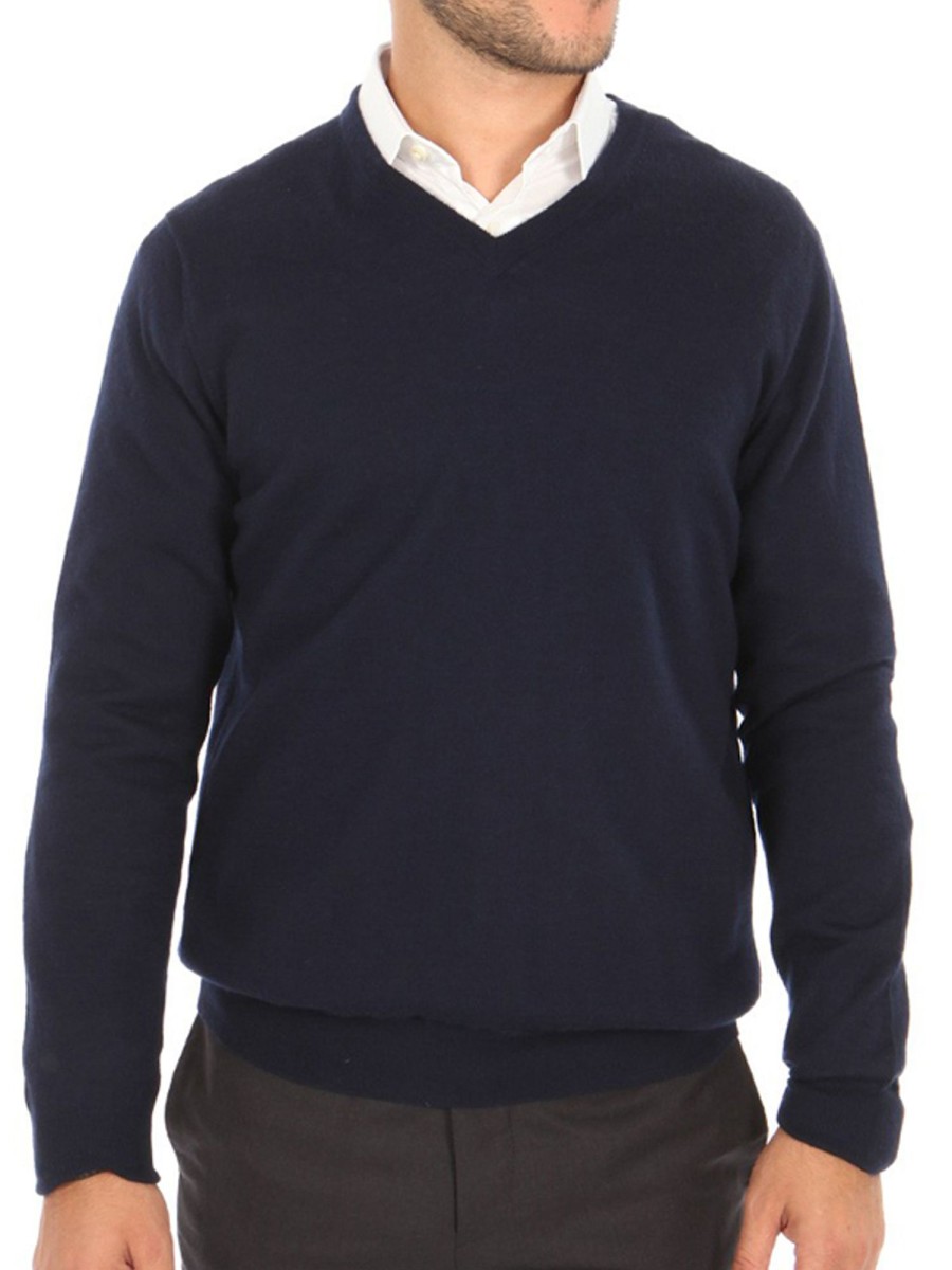 Bruce Field Pull Homme Col V En Pur Cachemire Fin Jauge 16 Online