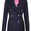 Bruce Field Blazer Corinne Croise Long Pure Laine A Boutons Dores New