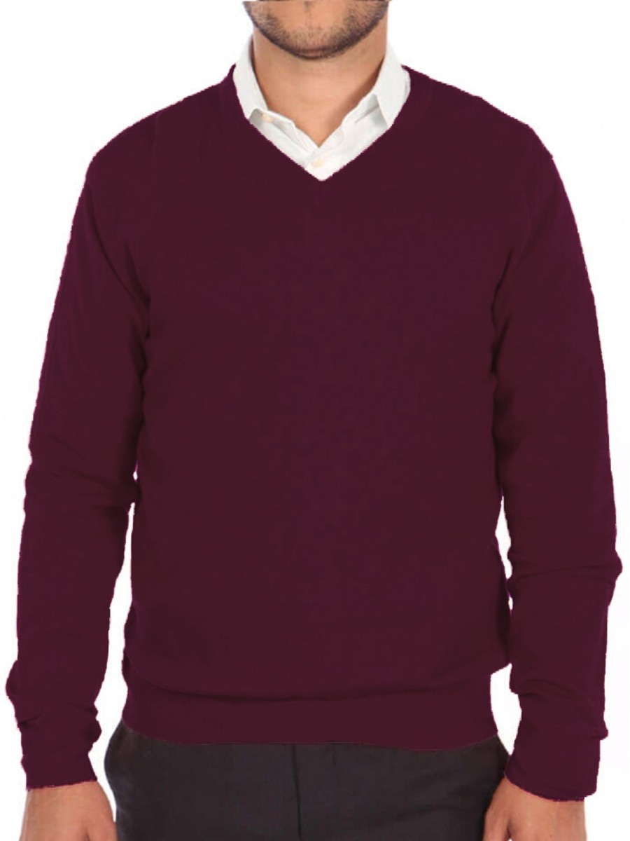 Bruce Field Pull Homme Col V En Pur Cachemire Fin Jauge 16 Clearance